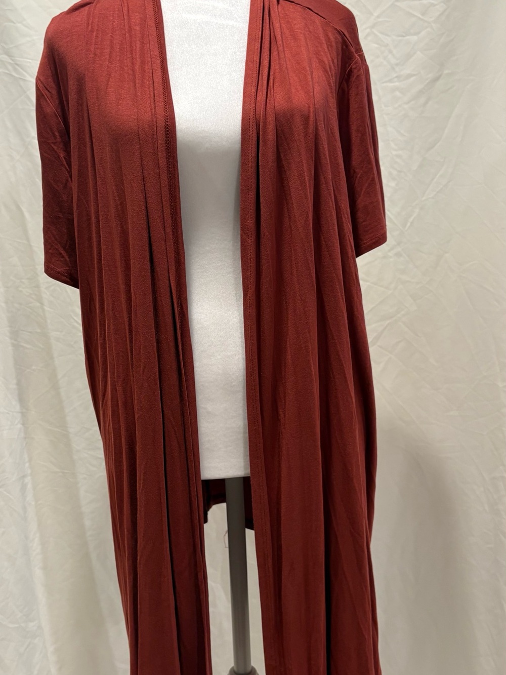 Rust Open-Front Draped Cardigan - Unbranded